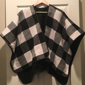 Cozy Fall Cape with Faux Leather Trim